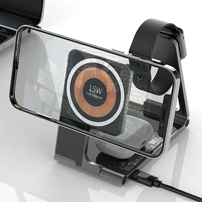 Hot selling Fast Charging 15w multifunction 4 In 1 Magnetic Wireless Charger
