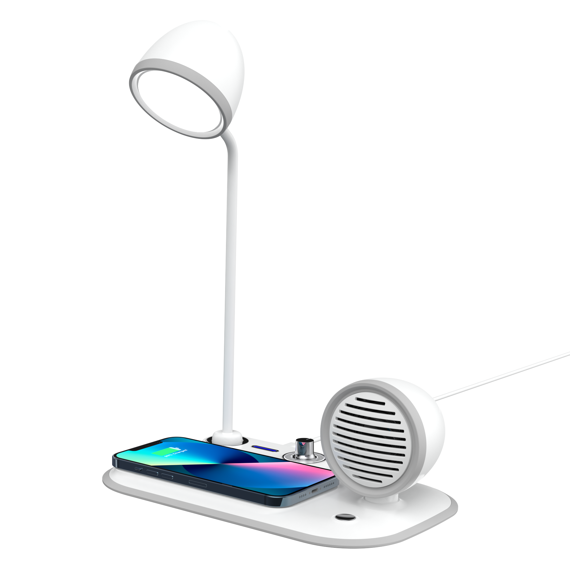 Multifunction 3 in 1 Led - Table Station Speaker Night Desk Fast Qi Light Wireless Charger With Lamp