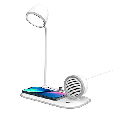 Multifunction 3 in 1 Led - Table Station Speaker Night Desk Fast Qi Light Wireless Charger With Lamp