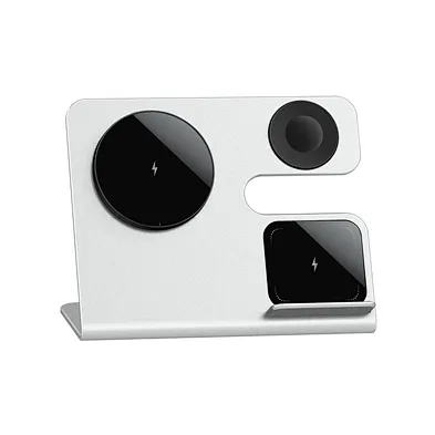 2024 new multifunction wireless aluminum alloy  Magnetic Smartphone Wireless Charger 3 In 1 First Station Stand