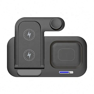 15W Wholesale Desktop Hot Sale Customize Foldable Qi Stand 5 In 1 Wireless Charger With Led Light Pedestal