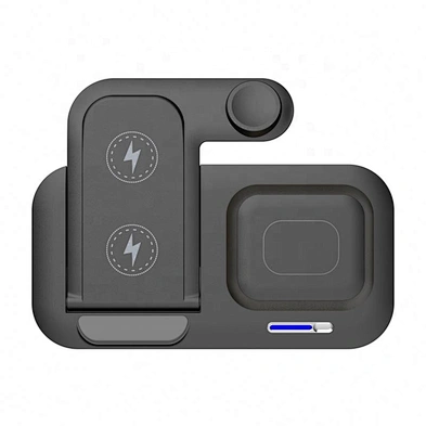 15W Wholesale Desktop Hot Sale Customize Foldable Qi Stand 5 In 1 Wireless Charger With Led Light Pedestal