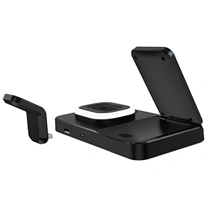 5 In 1 Foldable Charging Stand Bed Side Led Night Light Wireless Charger With Alarm Clock