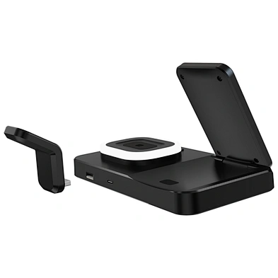 5 In 1 Foldable Charging Stand Bed Side Led Night Light Wireless Charger With Alarm Clock