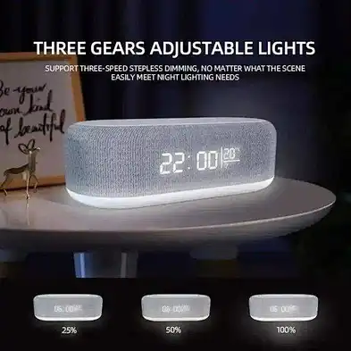 With Speaker And Light Clock Lamp Phone Multifunction Rgb Wireless Charger with led time screen clear and warm