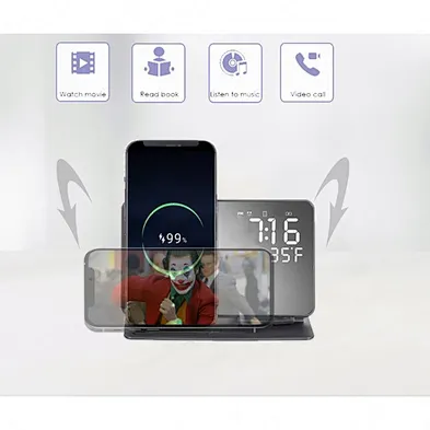 Innovative 15W 3 in 1  Wireless Charger Digital Clock LED Desktop Alarm Clock Wireless Charger With Temperature