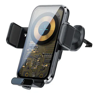 15W Aluminum Alloy 3 Auto Clamping Car Magnetic  Wireless Charger