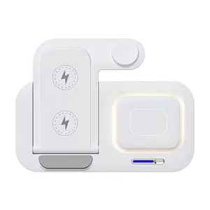 Foldable 15W Magnetic Portable 3 In 1 For Smart Watch Lamp With Led Light Fast Charging Wireless Charger