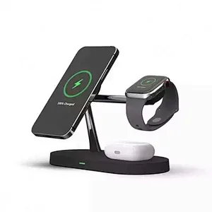 2024 Newest stand 15w 3 in 1 wireless charger dock station charging foldable magnetic fowith OEM