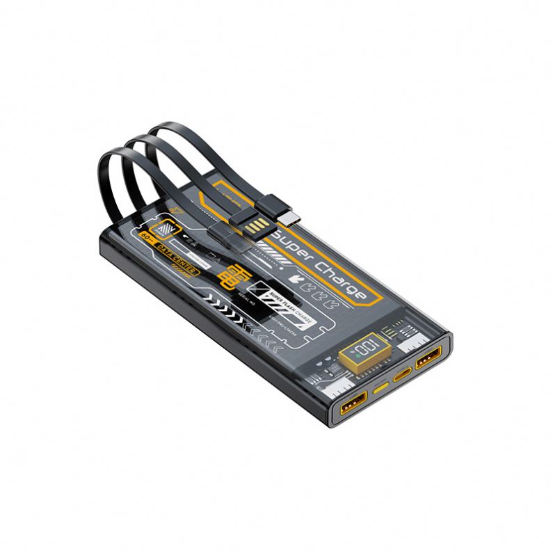 Pd20w fast charging 10000mah power bank transparent small portable mini mobile power supply pd20w charger with 3 cable