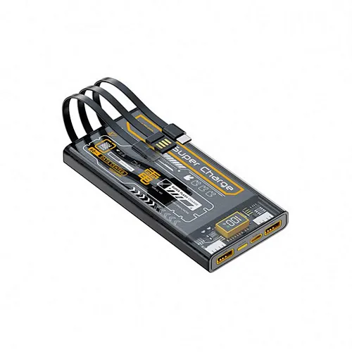 Pd20w fast charging 10000mah power bank transparent small portable mini mobile power supply pd20w charger with 3 cable