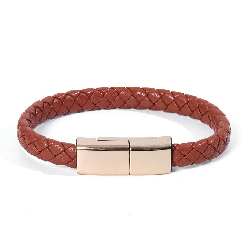 Type-C Chain Pu Braided Leather 22.5Cm Three Port Charging Data Cable