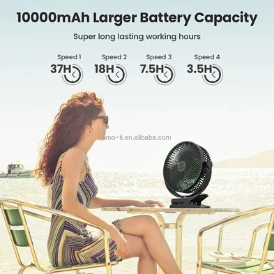 Ultra-Quiet Multifunctional 8Inch 10000Mah Rechargeable Battery Air Cooling Portable Mini Wall Mount Desk Table 3 In 1 Clip Fans