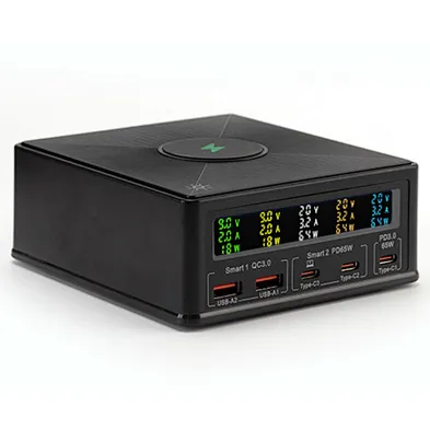 2024 new 160w 6 charging ports Charging Stand 6 In 1 Wireless Fast Phone Charger Station 15W hd digital lcd display