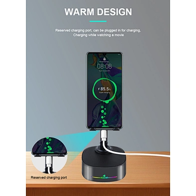 M-5 RGB light BT speaker 8w wireless phone charger speaker with phone stand wireless charging