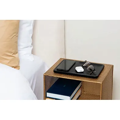 Leather wireless charginging tray for multiple devices 15W Qi accessories tray and charger wireless charger tray