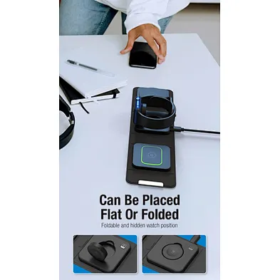 Custom 3-in-1 Qi Wireless Charger 15W Fast Charging Multifunction PU Leather Charger Supports Wireless Charging Smart Watches