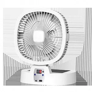 2024 new Portable Desk Mini Square Usb Powered Folding Ch Solar Camping Light Fan And Powerbank