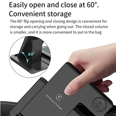 JEDI X455 wireless charger 3 in 1 wireless charging foldable qi fast 15w 3 in 1 wireless charger stand