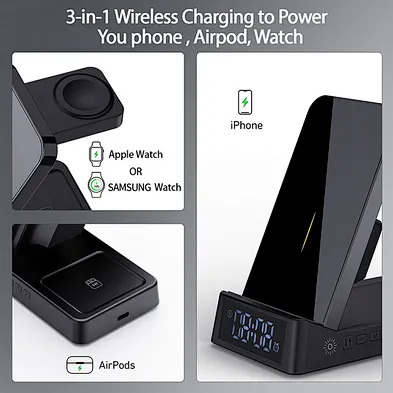 2023 HOT SELLING 3 In 1 Multifunction wireless charger  High Quality Desktop Wireless Charger with holder