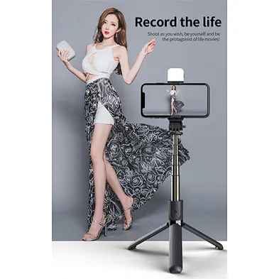 JEDI Handheld Selfie Stick with Light L03S Photographic Lighting Selfie Stick Extendable Tripod Stand with Remote Shutter