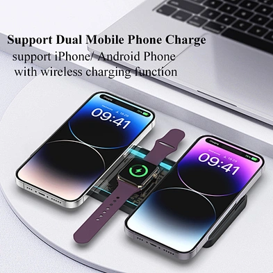 Trending Products 15W Fast Charging Dock Transparent 3 In 1 Wireless Charger With OEM Service H8