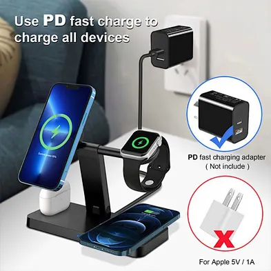 JEDI 15W Hot Selling  Magnetic Wireless Charger Multifunction  4 in 1  Fast Charging Station For Mobile Phone