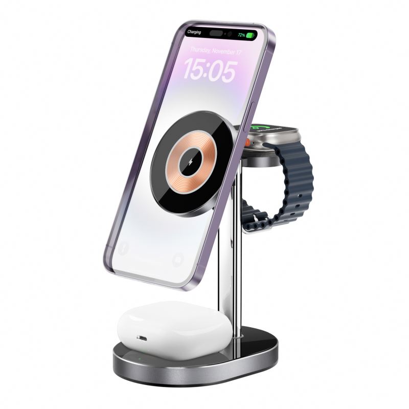 High quality transparent Charger Magnetic 2024 3 In 1 Wireless Charging Stand And Holder wireless charger