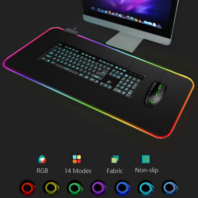Computer Mousepad LED USB Charging Large Mouse Pad with Logo for Desk Mat Mouse Pad Wireless Charger RGB Custom Paper Box OEM