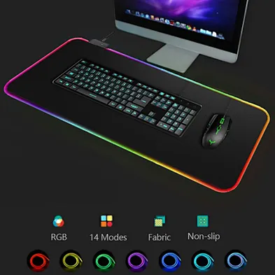 Computer Mousepad LED USB Charging Large Mouse Pad with Logo for Desk Mat Mouse Pad Wireless Charger RGB Custom Paper Box OEM