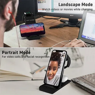 High Quality 18W 3 In 1 Wireless Charger Stand Dock Qi Fast Charging Station Wireless Charging Station