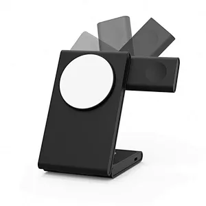 2024 multifunction  Rotatable Watch Charger  Magnetic Charging Qi Fast Stand 15W 3 In 1 Foldable Wireless Charger
