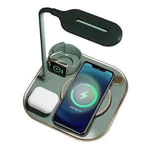 Hot Selling 2023 4 In 1 Qi  Led Desk Lamp With Table Light  Stand  Wireless Charger 15w super fast charge soft light