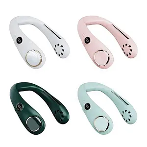 2024 hot sale high quality neck fan led display Portable Fans Handheld Battery Fashion Neck Fan  Personal 3 Speeds Adjustment