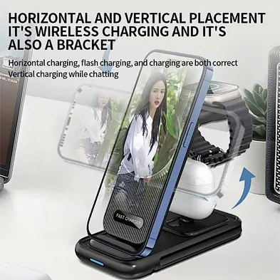 2024 New 3 in 1 foldable magnetic wireless charger 1 wireless x55 3-in-1for iPhone