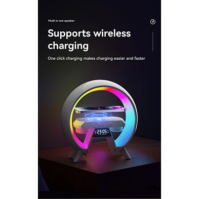 Clock Speaker Charging Smart phone 4-In-1 Alarm With Bt Fm Radio Phone Colorful Night Light Wireless Charger