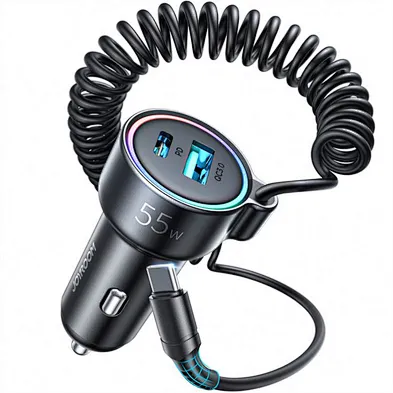 2024 hot sale multifunction 3 In 1 Fast C Car Charger With Retractable Usb Cable portable car charger