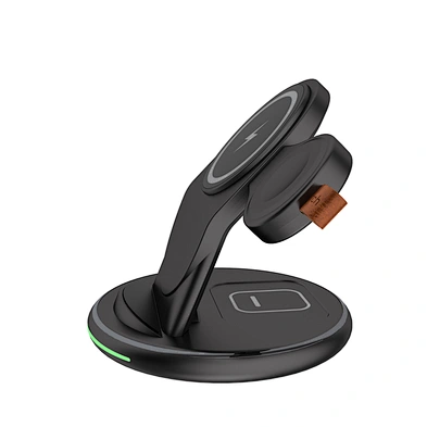 2024 NEW design 3 in 1 multifunction high quality Qi 15W Magnetic Dock Stand 3 In 1 Wireless Charger Station