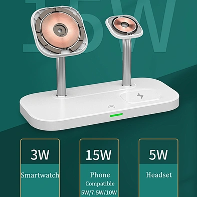 2024 new wireless Charger 15W For phone Station Wireless Charging 3 In 1 Phone Stand with night light