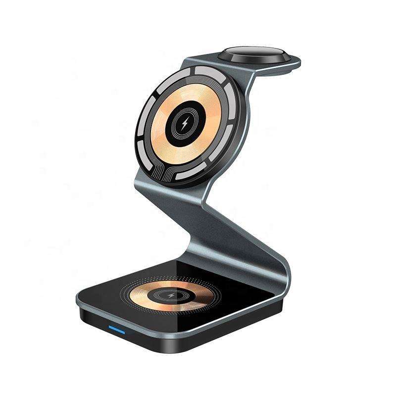 Transparent 3-In-1 Watch Qi For phone Stand 3 In 1 Wireless Charger