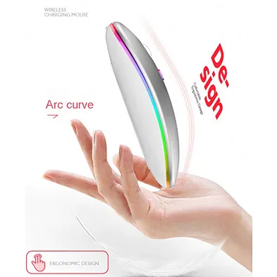High Quality Ultra Thin Slim Rechargeable Colorful Rainbow Breathing LED Light RGB A2 Computer Mice Gaming Wireless Mouse