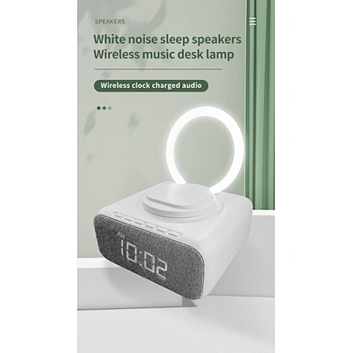 Digital Alarm Clock Radio with BT Speaker Night Light 15w Wireless Charger Dual Wireless Speaker