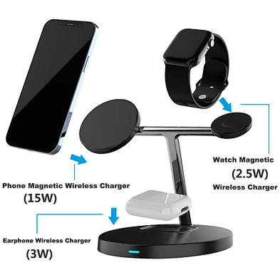 15W Stand Wireless Charger,Portable Desktop Mobile Phone  Wireless Charger Station for Iphone
