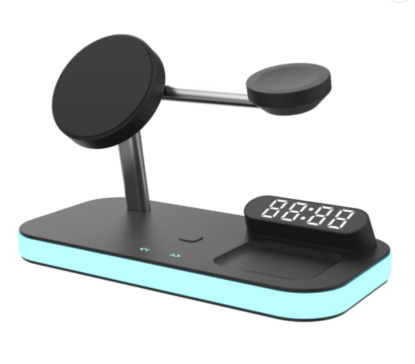 Multifunction Led Magnetic Holder Desk Lamp Night Light With alarm clock Wireless Charger For phone