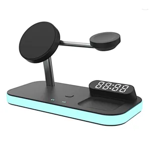 Multifunction Led Magnetic Holder Desk Lamp Night Light With alarm clock Wireless Charger For phone