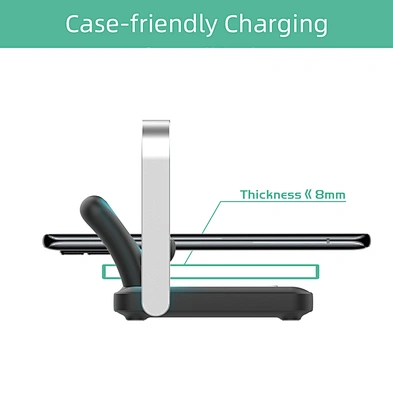 Mobile Phone Charging 3 In 1 For 15W Output Station Foldable Dock Qi  Phones Night Light 3-In-1 Wireless Charger