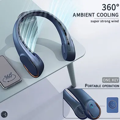 Wholesale 2023 Hot Sale Portable Bladeless Fan 4000mAh Portable Rechargeable Usb Sport Outdoor Wearable Neck Fan