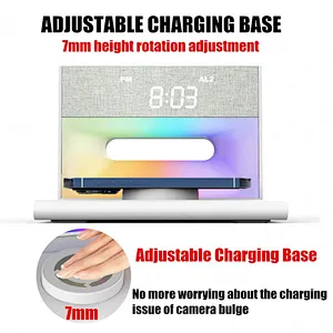 2024 new design And Rgb Wireless Char Bedside Table Speaker With Alarm Clock multifunction wireless charger