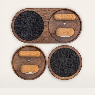 2024 new 2 IN 1 multifunction cork Wood Watch With Round Wooden Stand Wireless Charger high quality wireless charger