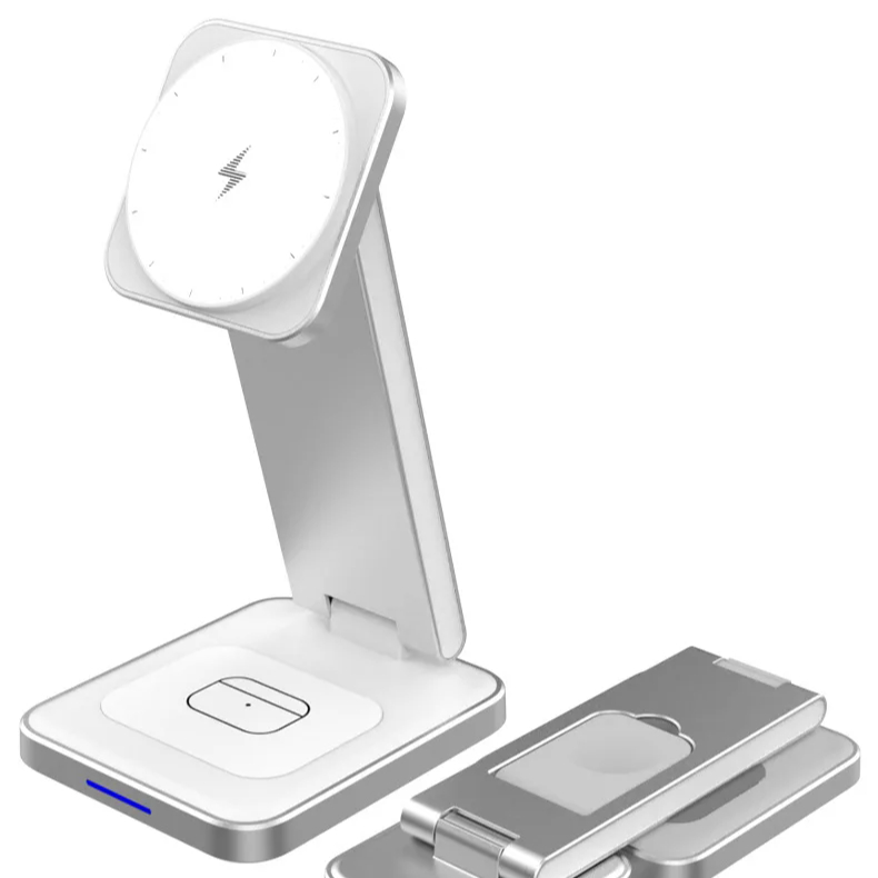 Custom Logo Printing Quick Charge Magnetic Wireless Charger 3 In 1 15W Fast Foldable Station H26